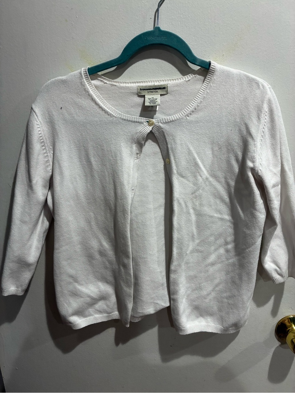 Banana Republic White Cropped Knit Cardigan